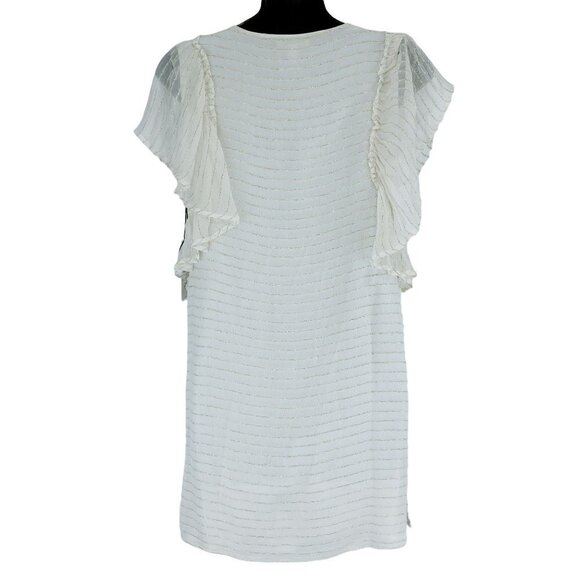 Amuse Society NWT Sunset Dreams Mini Shift Dress Womens S‎ Cream Metallic Beach - Picture 3 of 13
